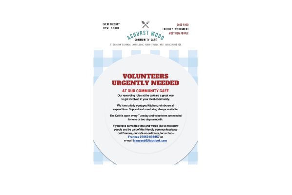 Volunteers urgently needed for Community Cafe